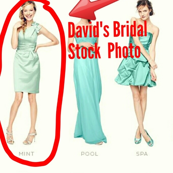 David's Bridal Mint Bridesmaid Dress - Picture 13 of 16